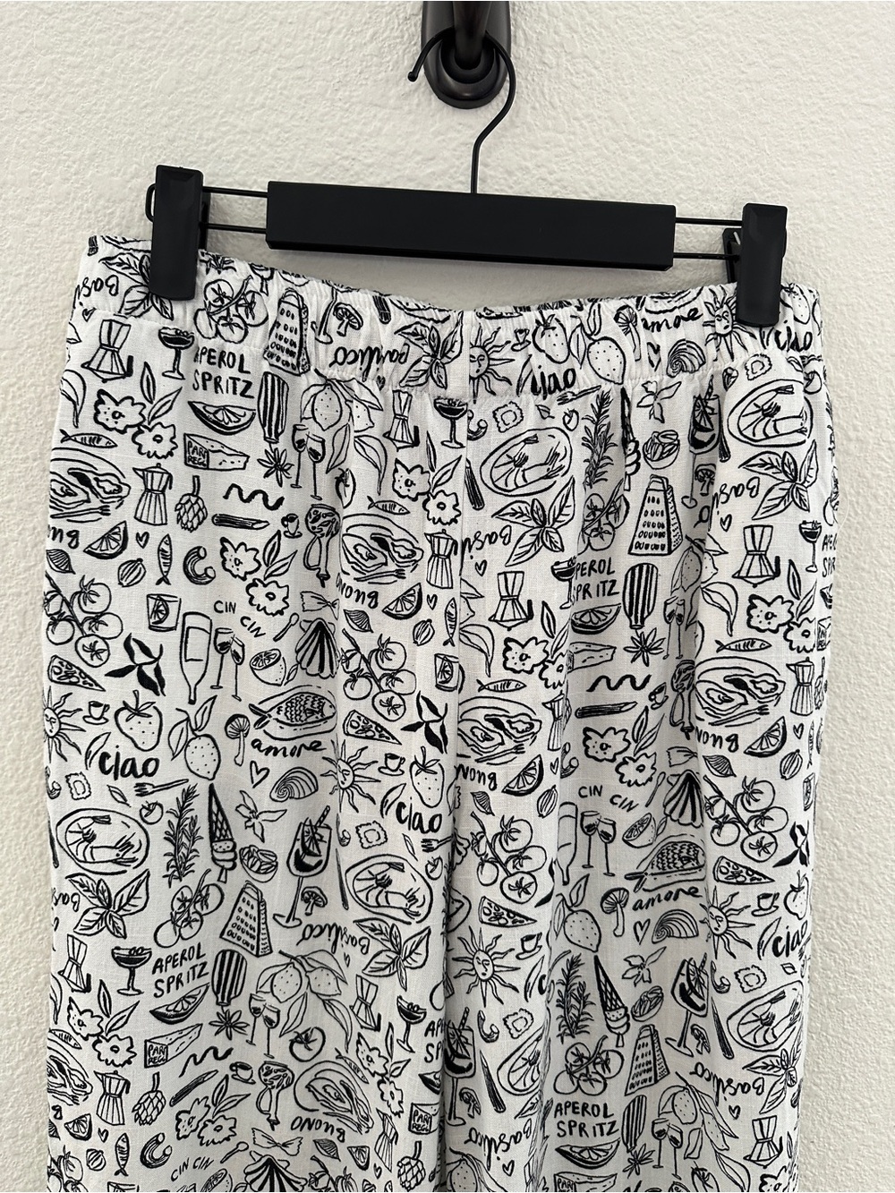 Sincerely Jules White Aperol Spritz Print Linen Blend Wide Leg Pants Medium - Picture 5 of 10